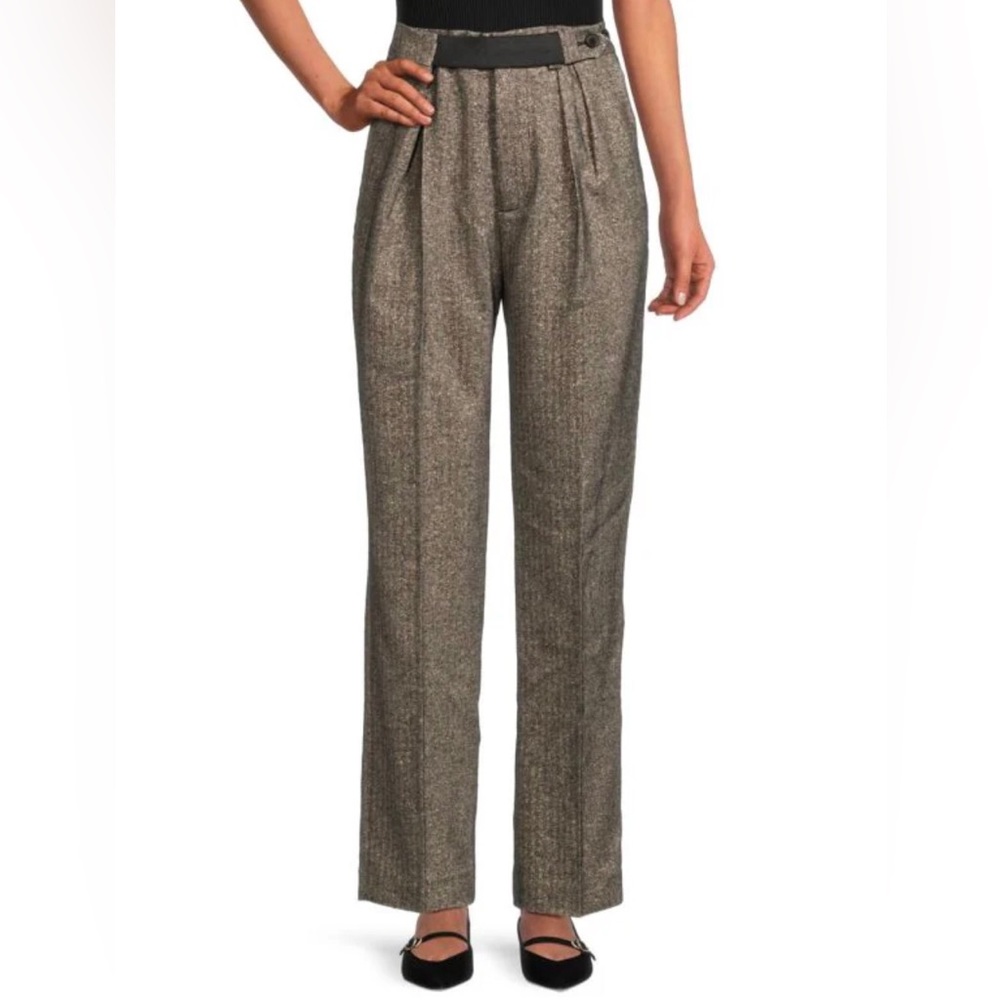 Zadig & Voltaire Phoebe Lurex Herringbone Tweed Pants In Gris - Picture 4 of 9
